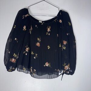 Aritzia‎ Wilfred Talence Blouse Black Floral Off Shoulder XS